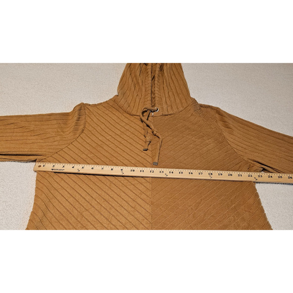 Nine West Brown Hooded Sweater Tunic Top Long Sleeve Ribbed Pullover Women’s XL - Picture 7 of 11